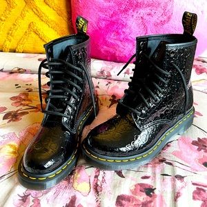 Dr. Marten 1460 Patent Cheetah Print Embossed Boots